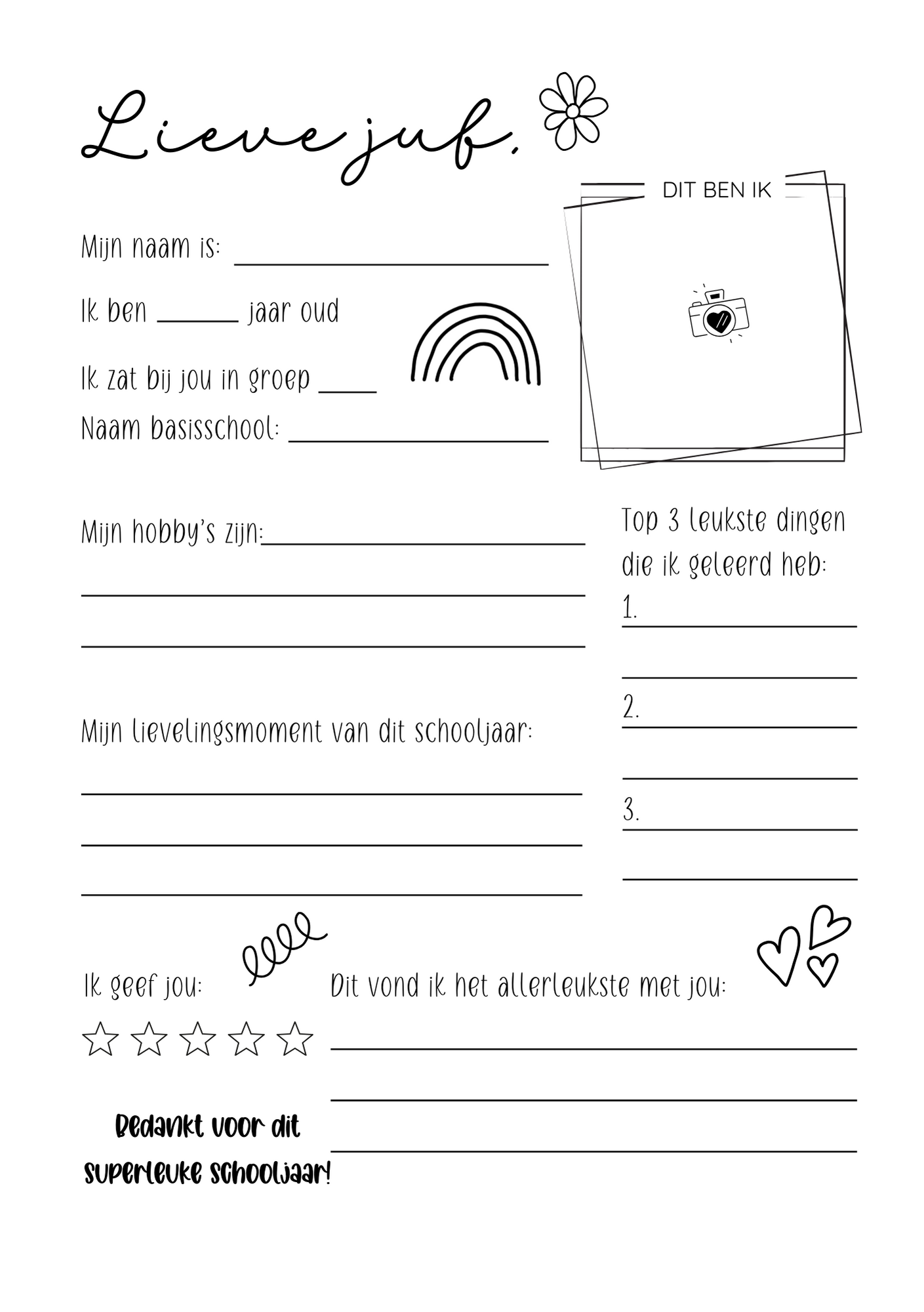 Speciaal vriendenboekje voor de leukste juf! - Een uniek bedankje van de klas