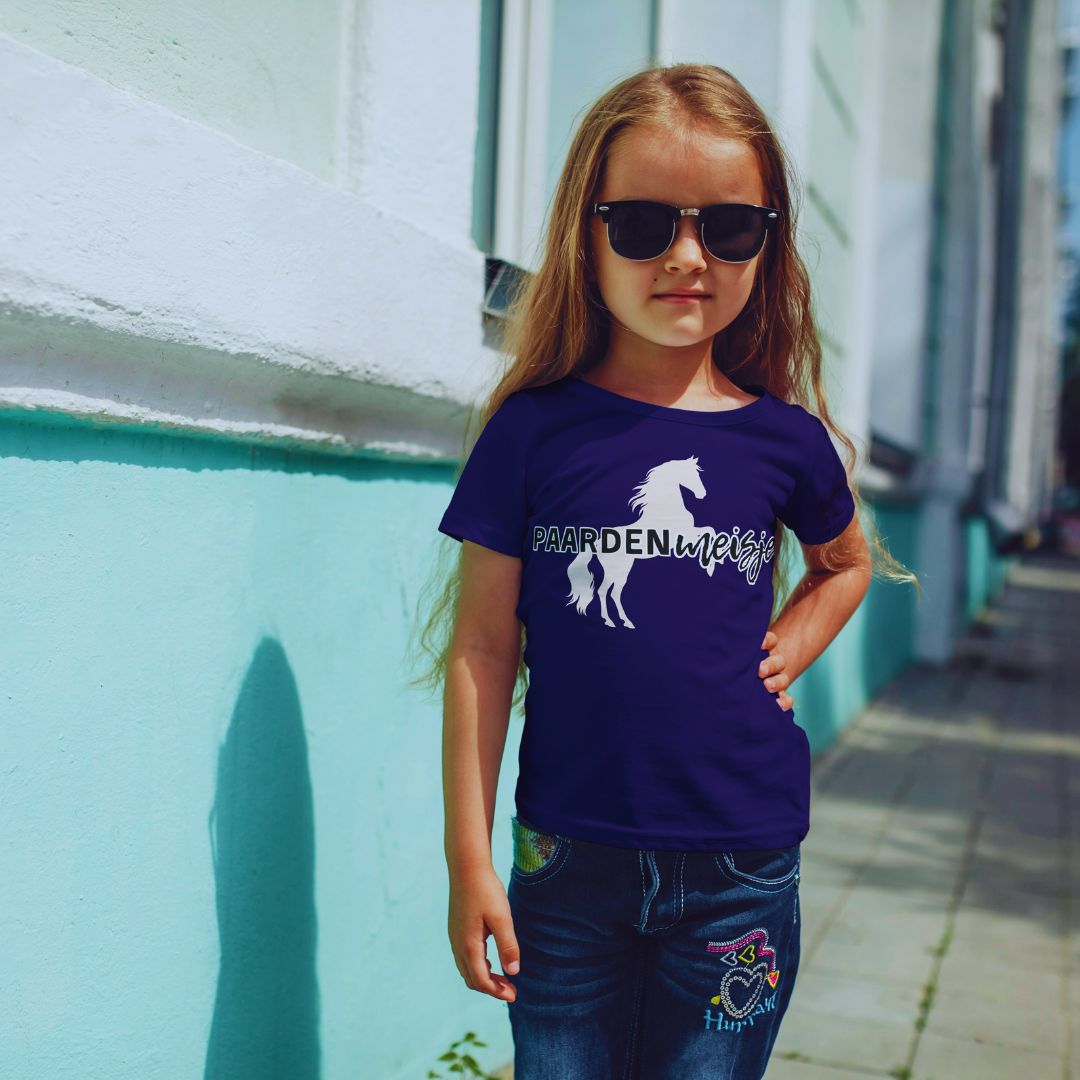 Exclusief Paardenmeisje T-shirt: 100% biologisch katoen met steigerend paard motief - Perfect voor paardenliefhebbers
