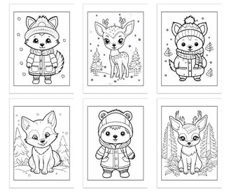 Kleurboek voor kinderen: Bosdieren in de winter - 36 Schattige en eenvoudige kleurplaten met dieren in winterse setting voor urenlang kleurplezier op koude winterdag (kopie)