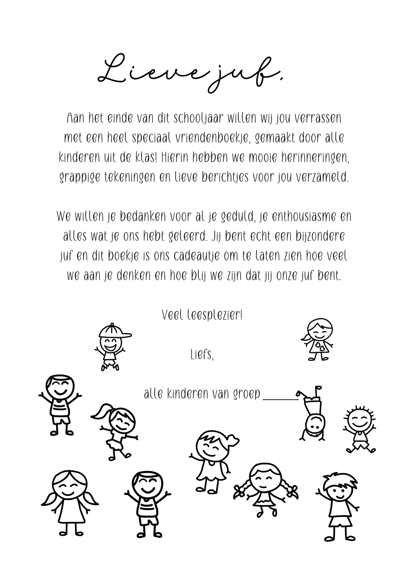 Speciaal vriendenboekje voor de leukste juf! - Een uniek bedankje van de klas