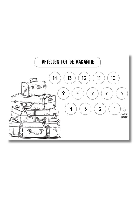 Aftelkalender voor Kinderen: 14 dagen voorpret voor de vakantie - Afdrukbare PDF
