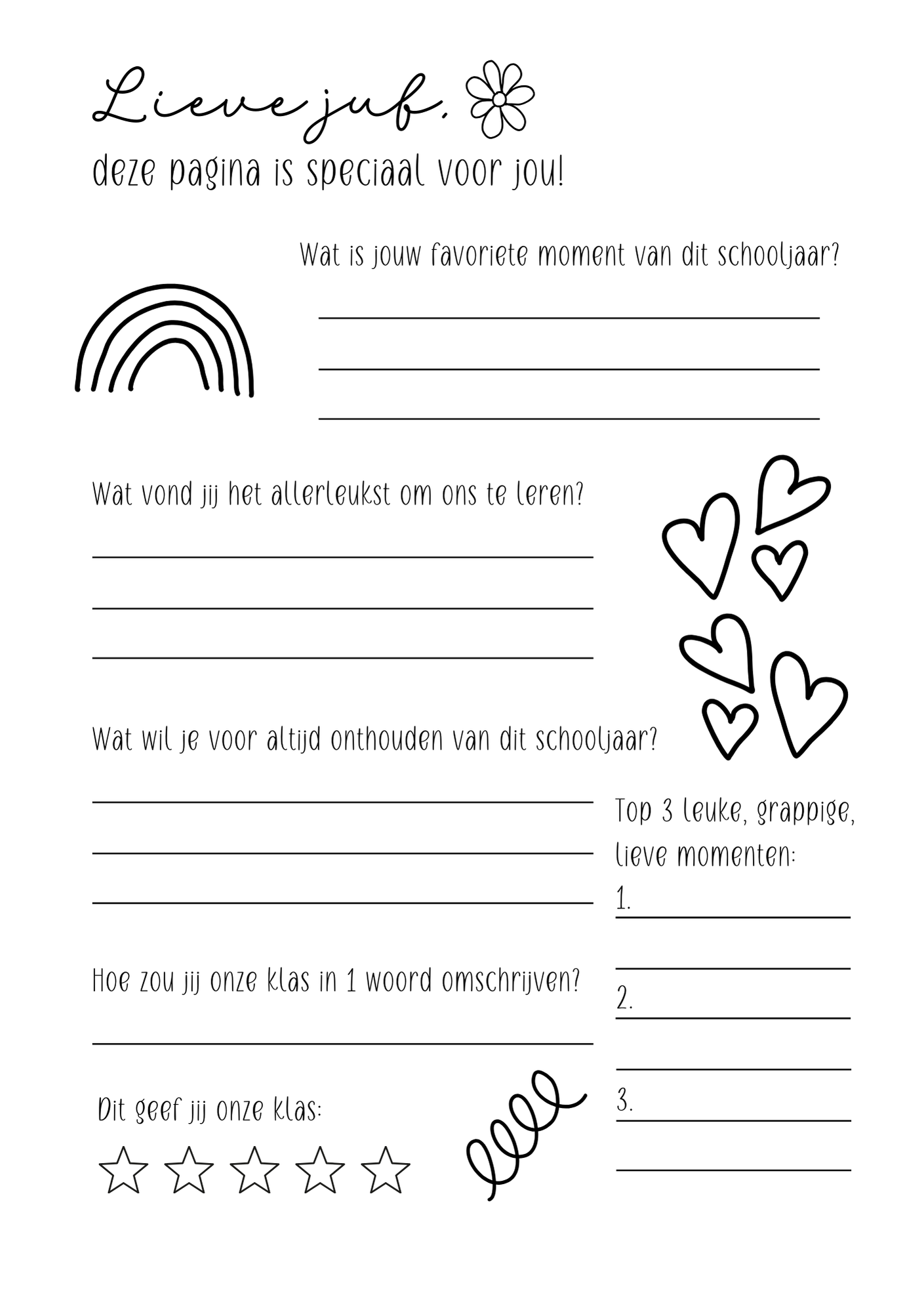 Speciaal vriendenboekje voor de leukste juf! - Een uniek bedankje van de klas