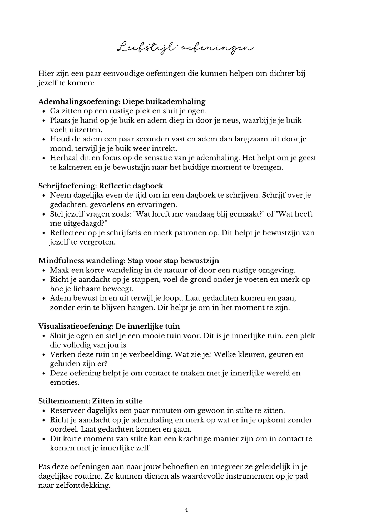 leefstijl oefeningen mindset