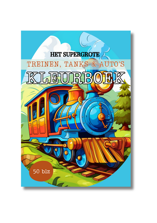 Kleurboek voor kinderen: Treinen, Tanks en Auto's - 50 stoere kleurplaten die de kinderlijke fantasie stimuleert en creativiteit bevordert