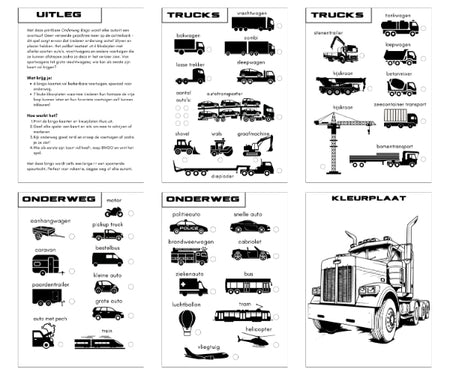 Onderweg Bingo voor kinderen - Printbare speelkaarten en kleurplaten voor in de auto