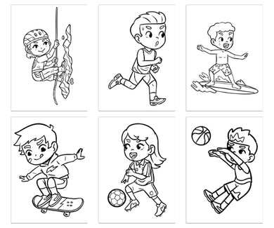 Kleurboek voor kinderen: Sport Kids deel 2 - 40 Pagina's met kleurplaten van sportieve activiteiten en spelende kinderen