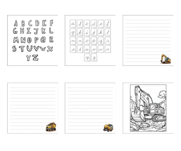 Schrijfboek voor kinderen: Ik leer Schrijven! Stoer Bouwverkeer - Met extra schrijfruimte voor beginnende schrijvers