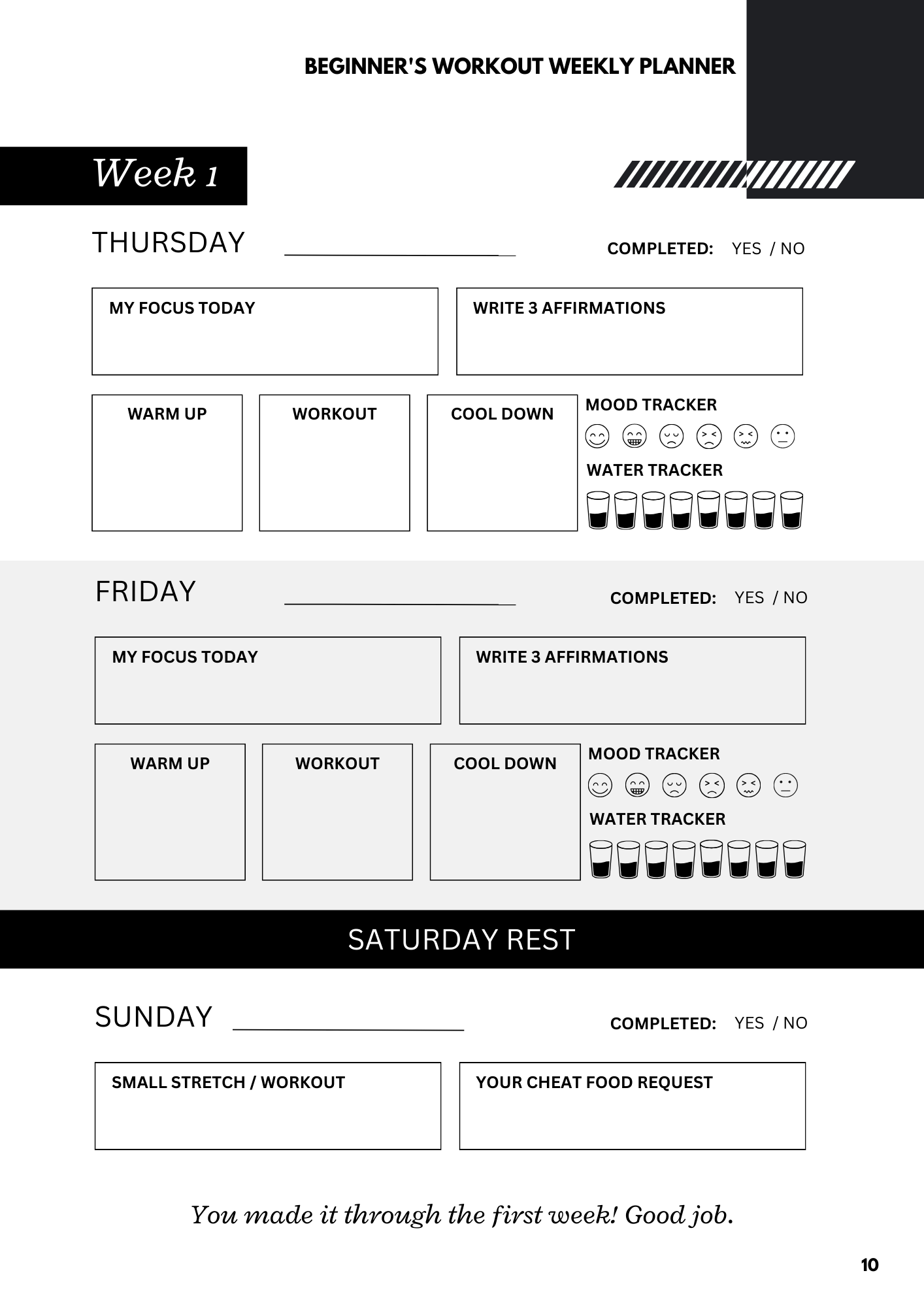 fitnessguide weekly planner