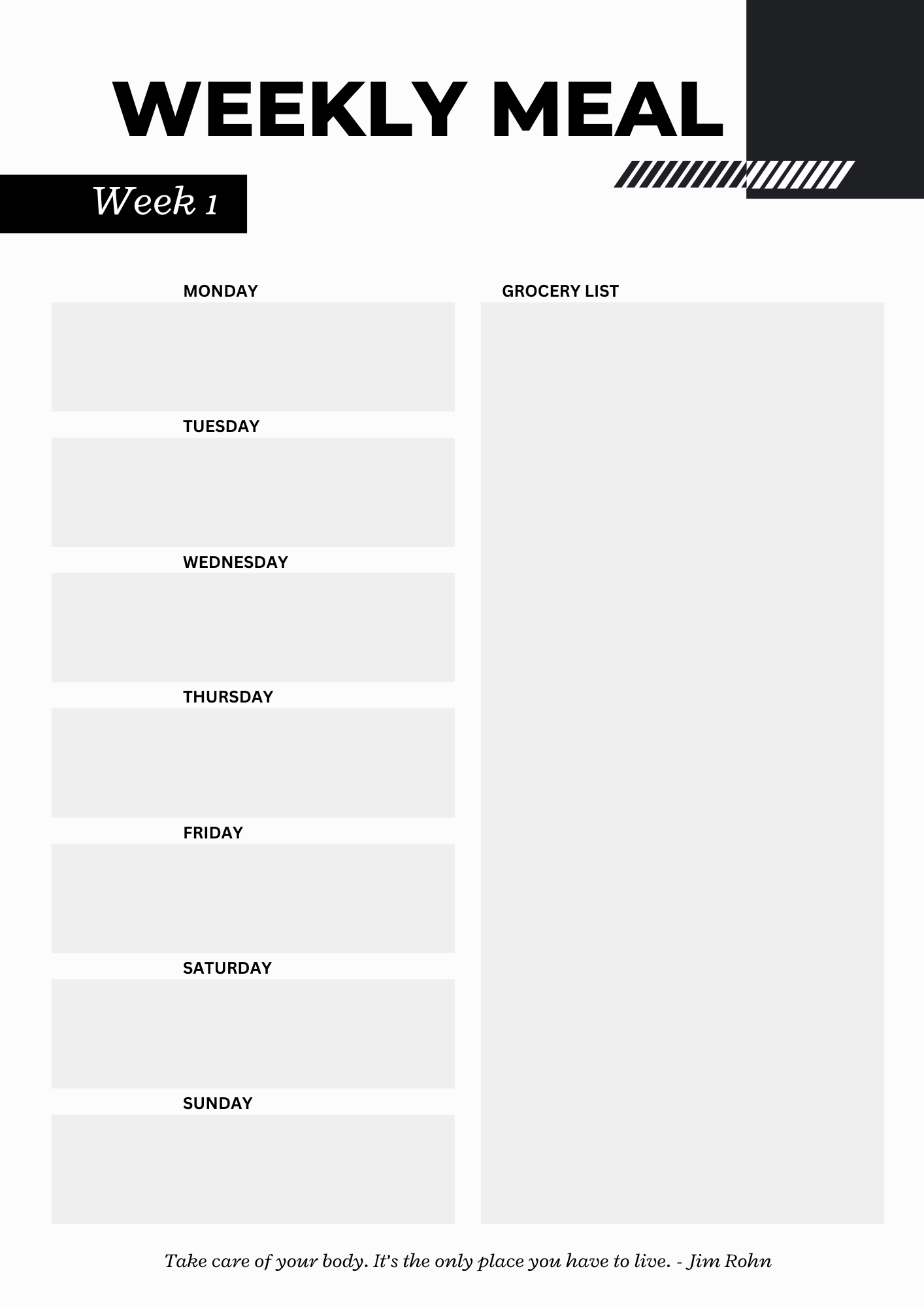nutrition guide weekly meals