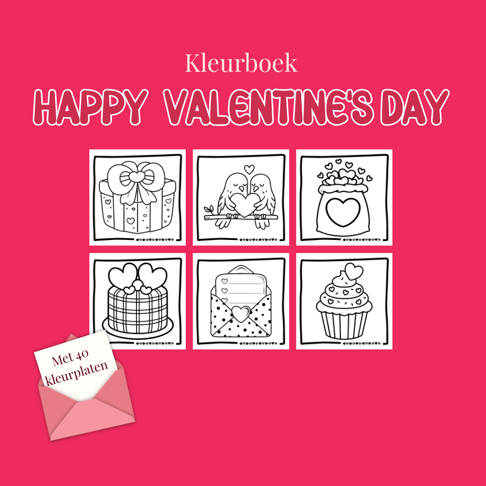 Vier iedere dag de liefde met dit superleuke Happy Valentine's Day kleurboek | 40 pagina's | Vierkant